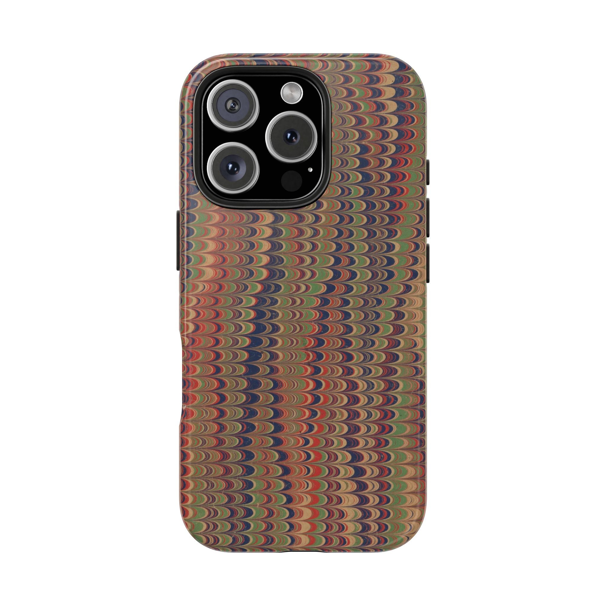 Fall Green, Beige, Blue Italian Comb Design Dual Layer Phone Case