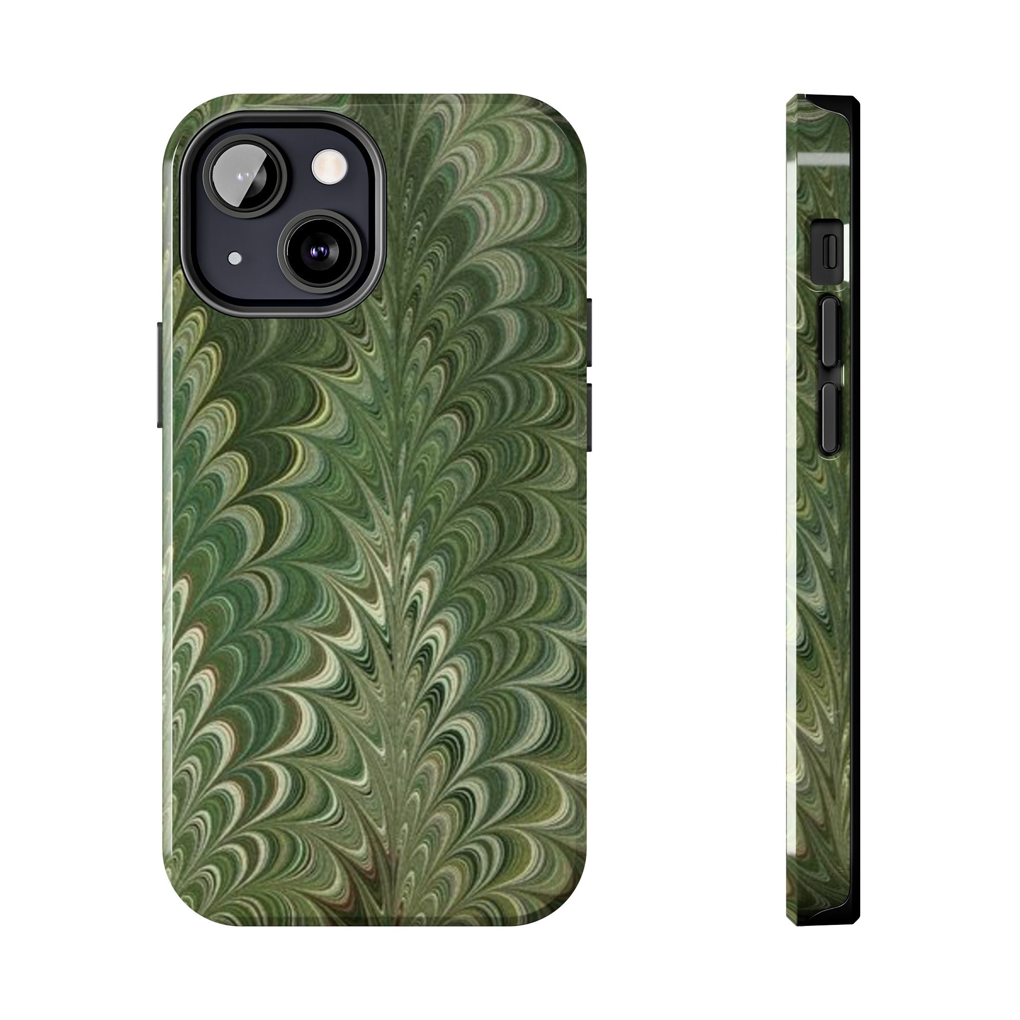 Deep Green Marble Italian Tough Phone Case — Durable Marbled Phone Case