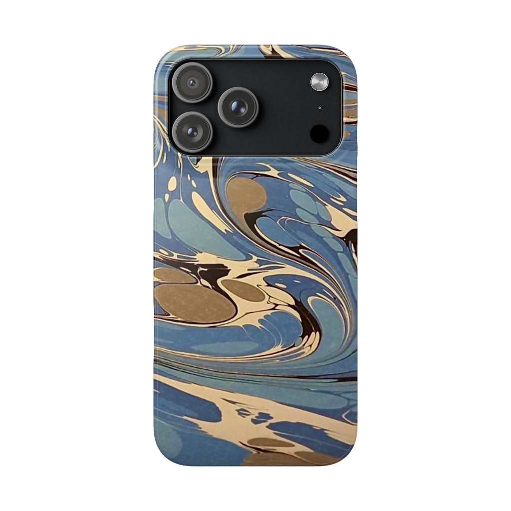 Blue and Beige Marbled Swirl Phone Case - Single Layer Slim Case
