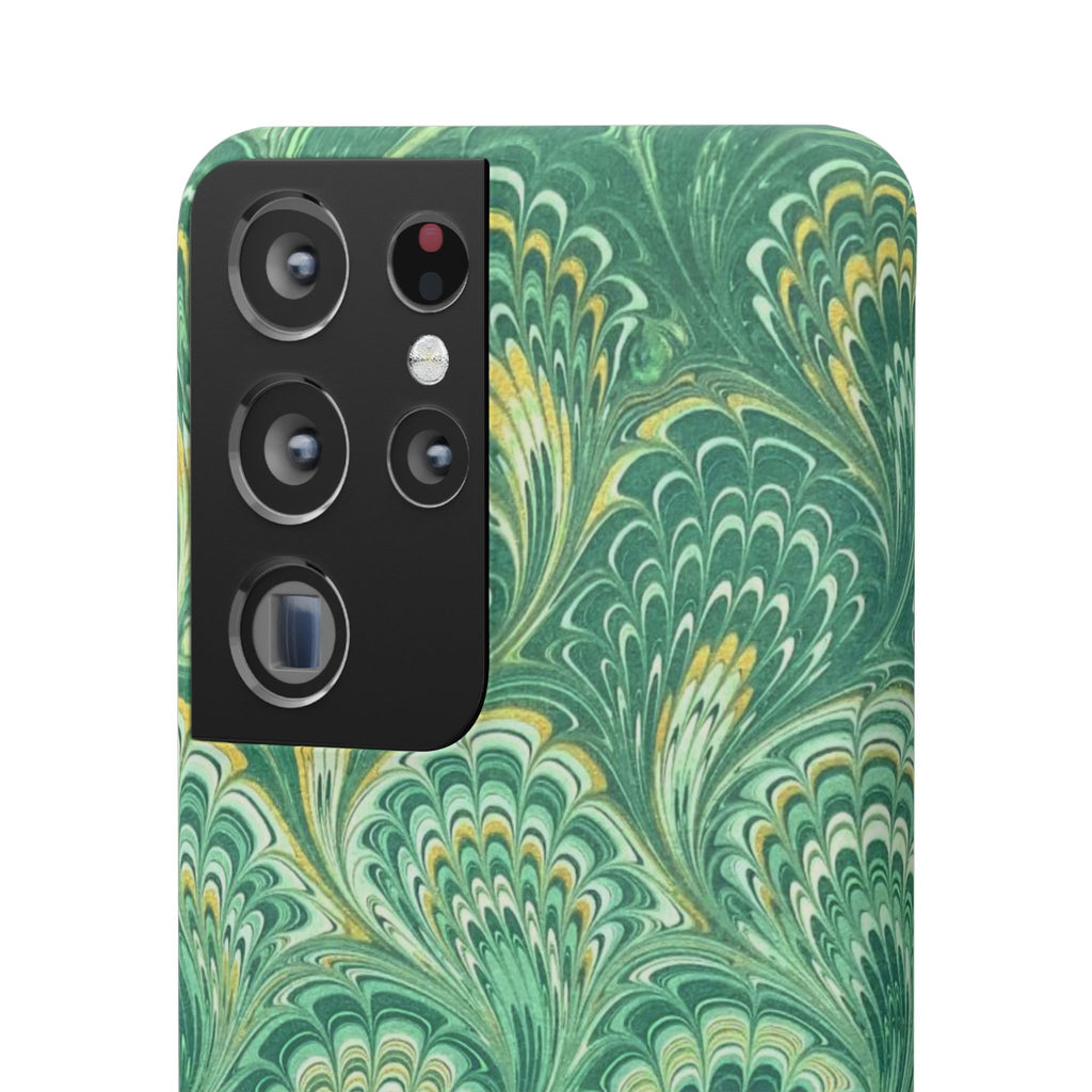 Marbled Feather Green Swirl - Single Layer Slim Phone Case