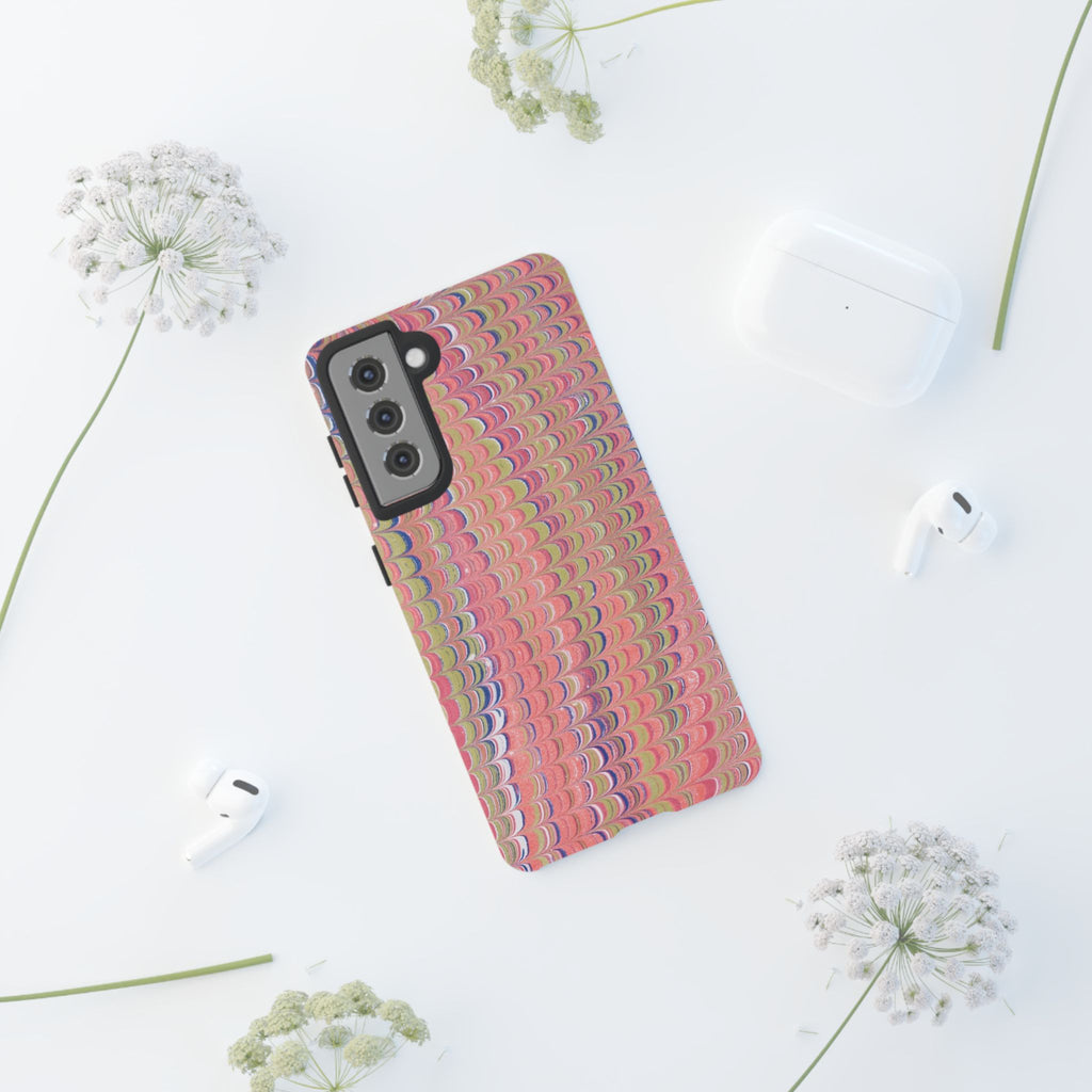 Pink Pastels Feather Marbled Vintage Design iPhone 16 + Samsung + Apple + Google - all models