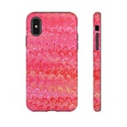 Pink and Gold Marbled Peacock Durable Phone Case - Olive Green and Brown - Matte or Glossy