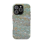 Green, Blue, + White Marbled Peacock - Dual Layer MAG SAFE Phone Case