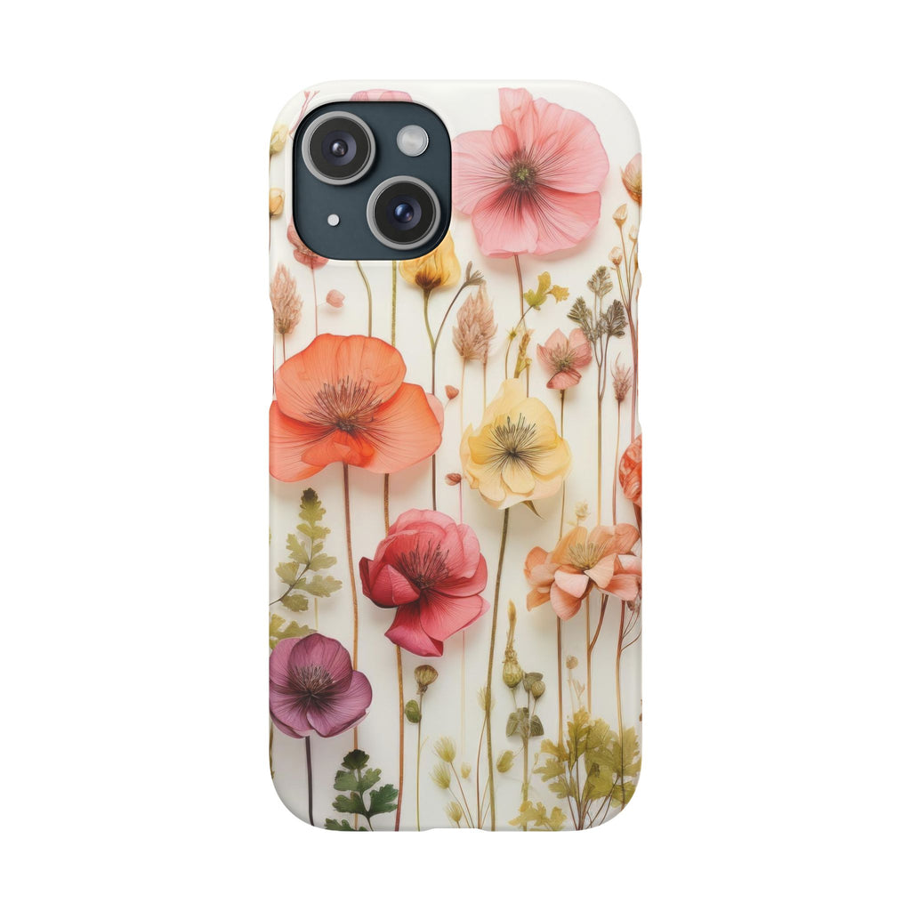 Pink Floral Pressed Flowers - Slim Case