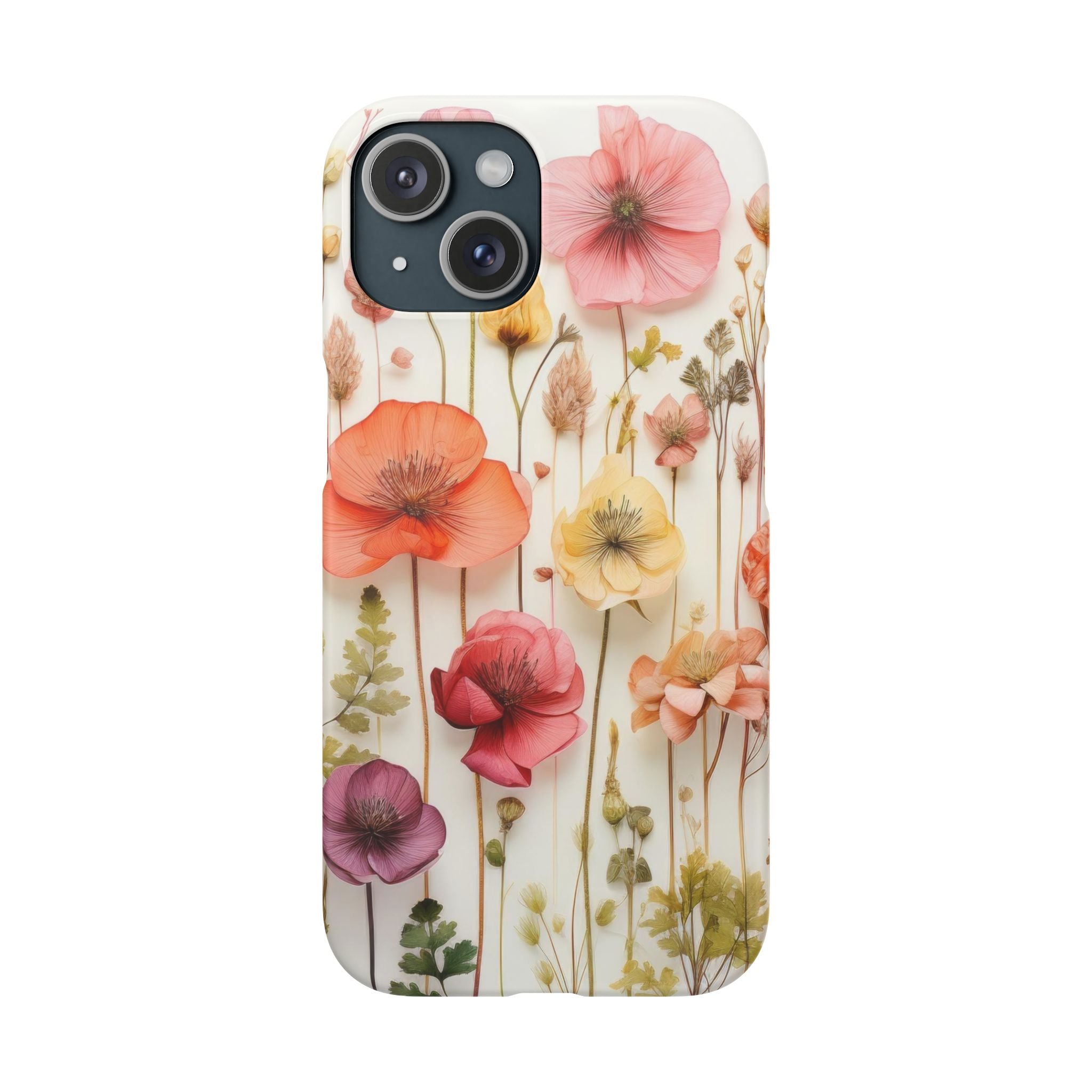 Pink Floral Pressed Flowers - Slim Case