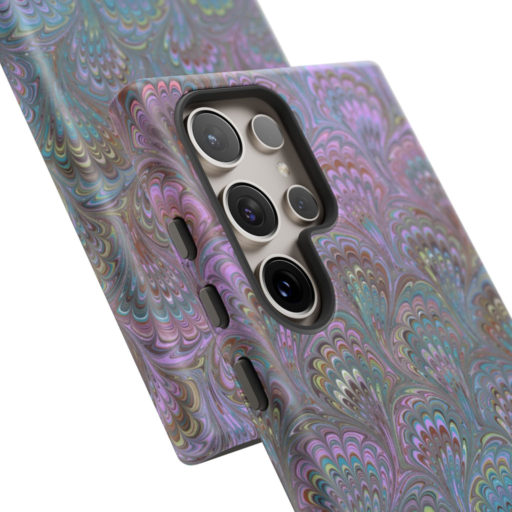 Lavender Marbled Peacock Durable Phone Case - Matte or Glossy