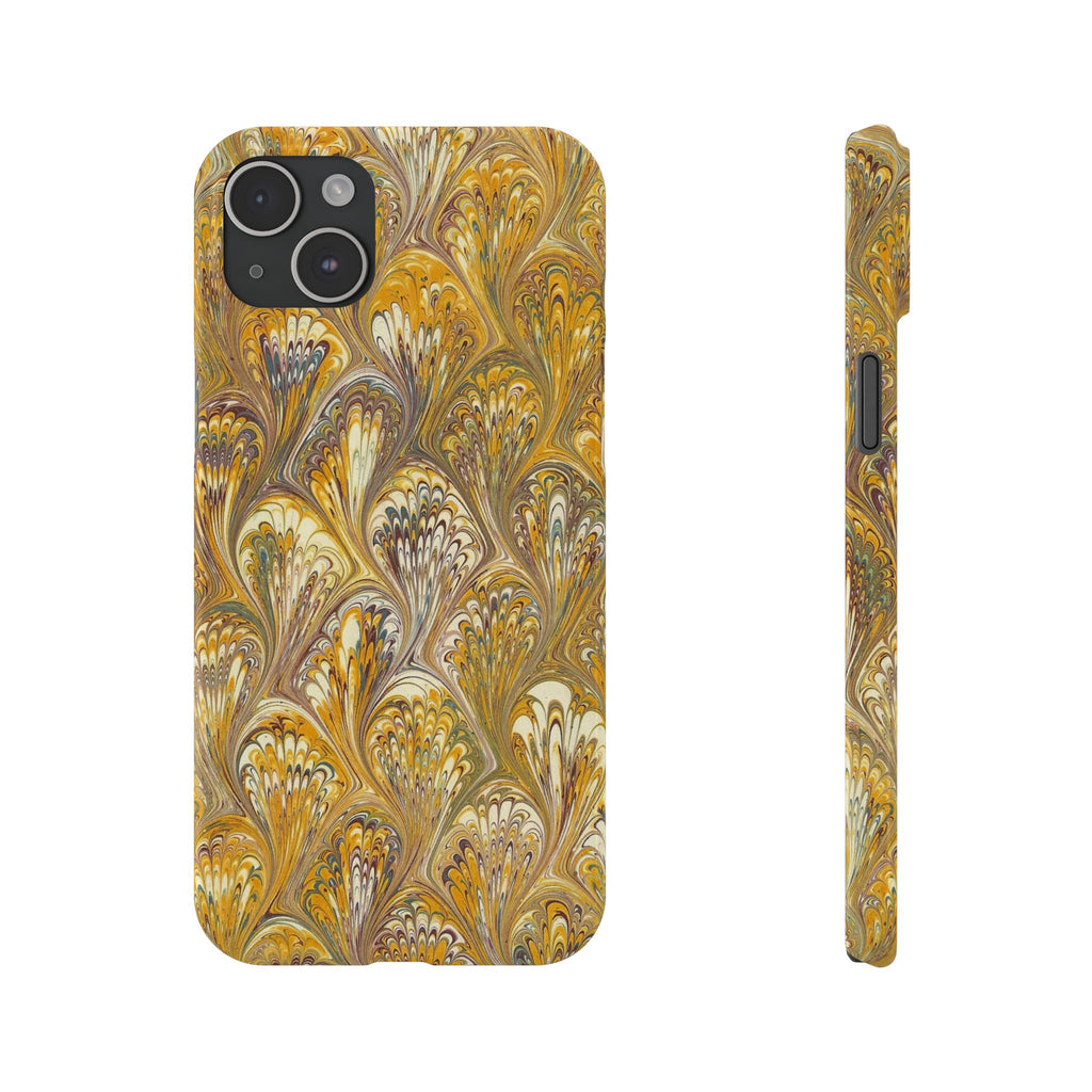 Golden Yelllow Hand-Marbled Florentine Italian Phone Case for iPhone 17 and all sizes