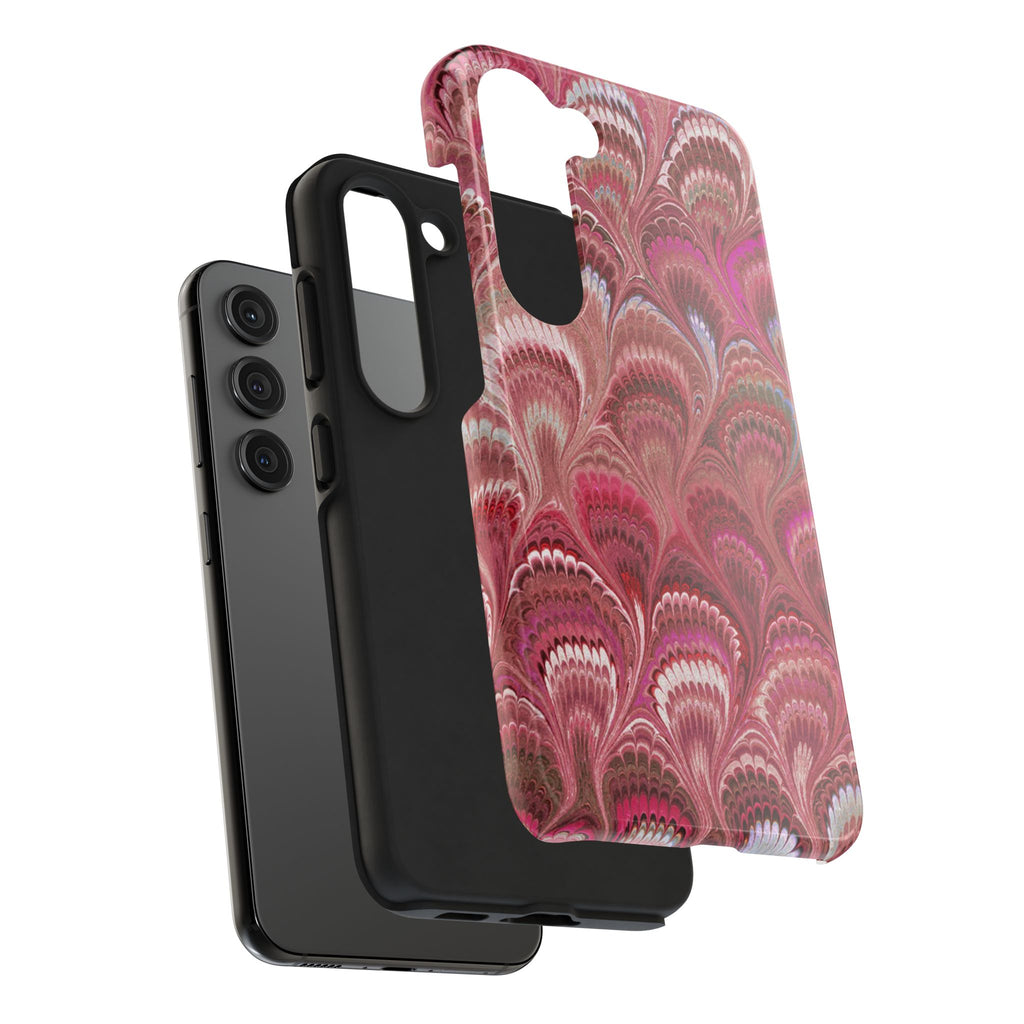 Pink Peacock Marble Italian Tough Phone Case — Durable Marbled Phone Case
