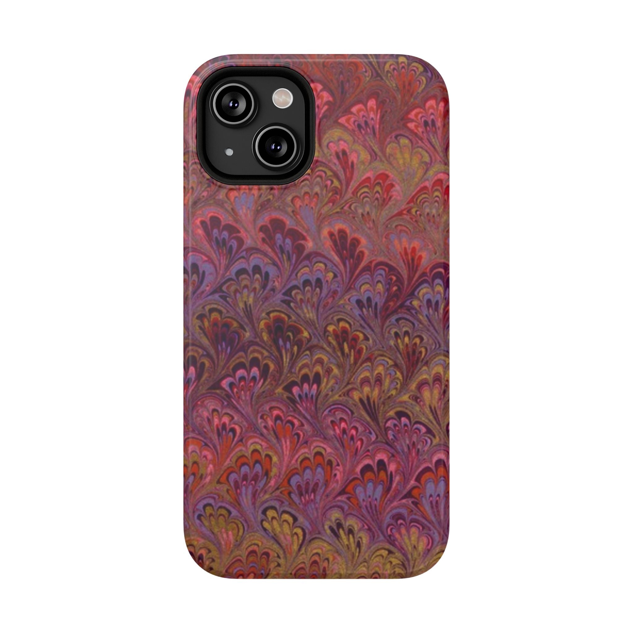 Red, Burgundy, Lavender Italian Peacock Feather Design Phone Case