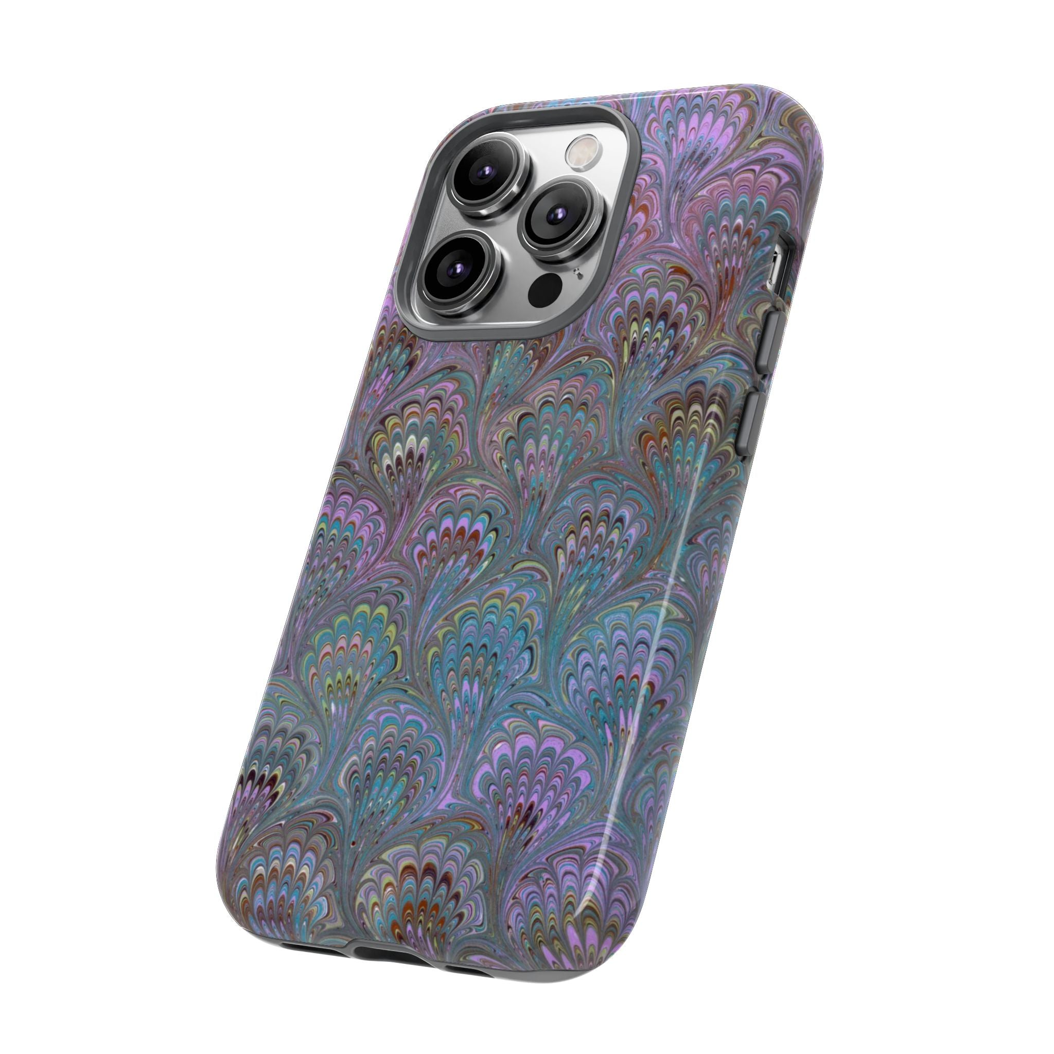 Lavender Marbled Peacock Durable Phone Case - Matte or Glossy