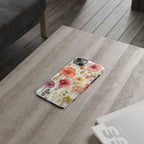 Slim Phone Case - Pink Floral Pressed Flowers iPhone 17 and Other Sizes - Glossy Finish