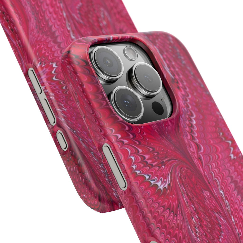 Deep Pink Marbled Swirl - Single Layer Slim Phone Case