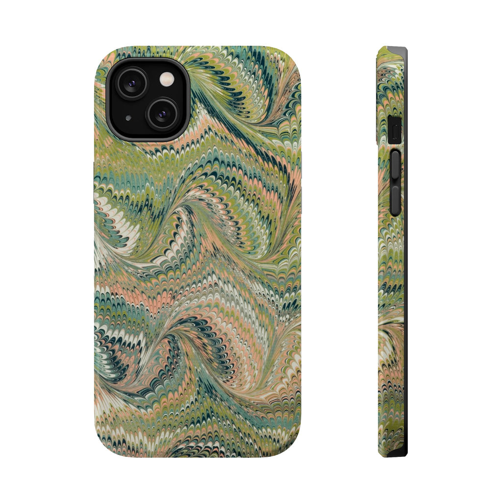 Green Pastel Italian Marble Design Magnetic MAG SAFE High Impact iPhone Cases