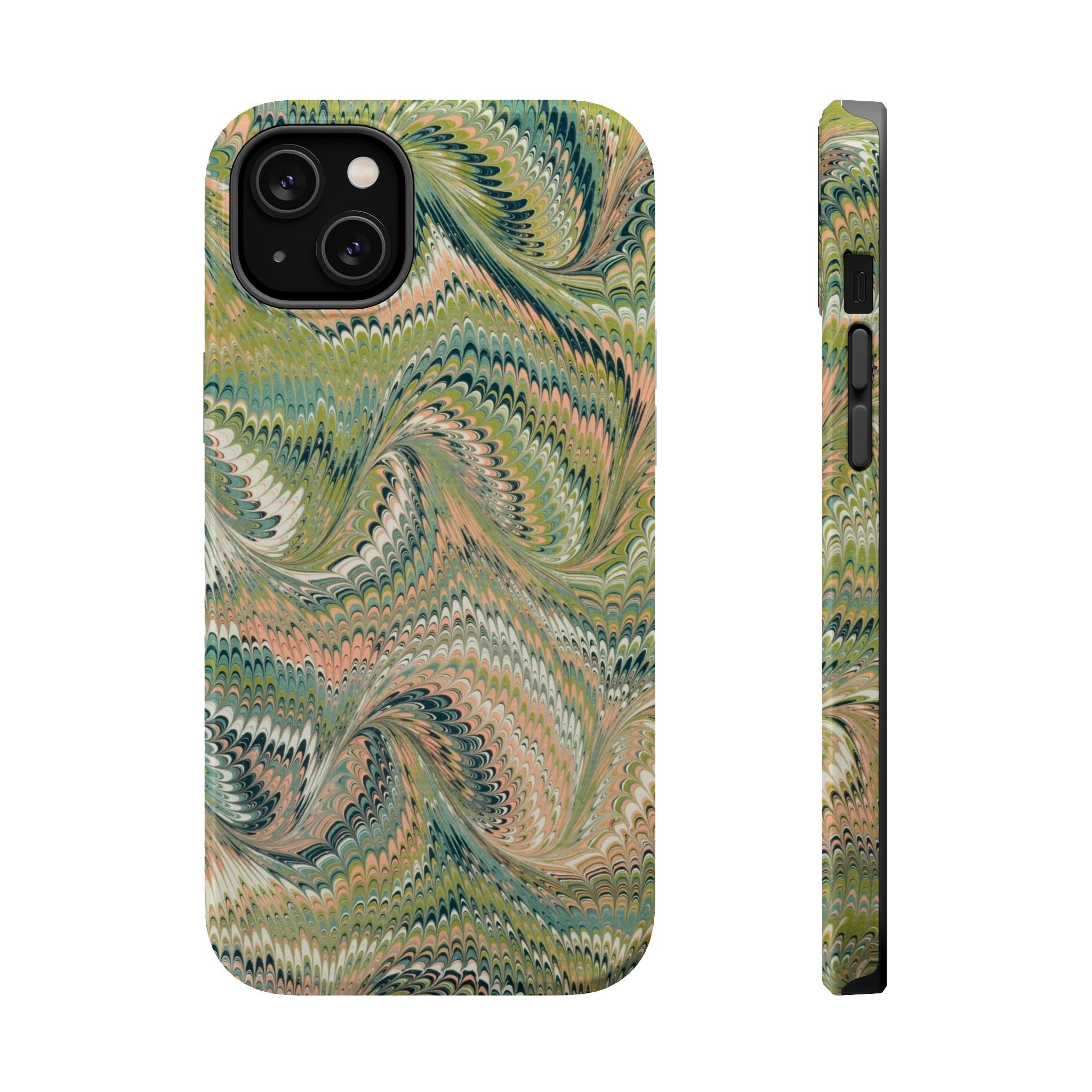 Green Pastel Italian Marble Design Magnetic MAG SAFE High Impact iPhone Cases