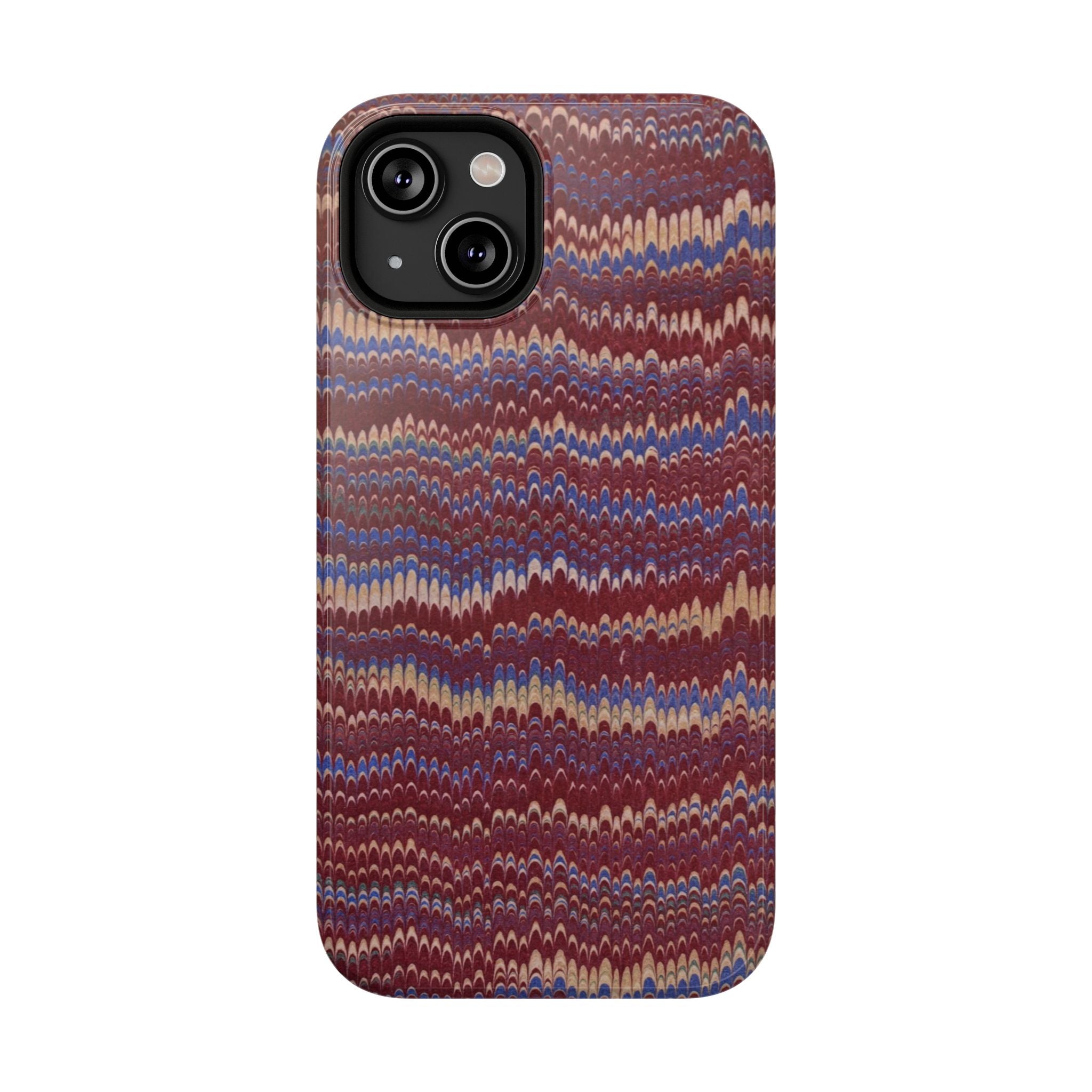 Burgundy and Blue Hues Italian Vintage Marble Design Phone Case for Apple + Samsung