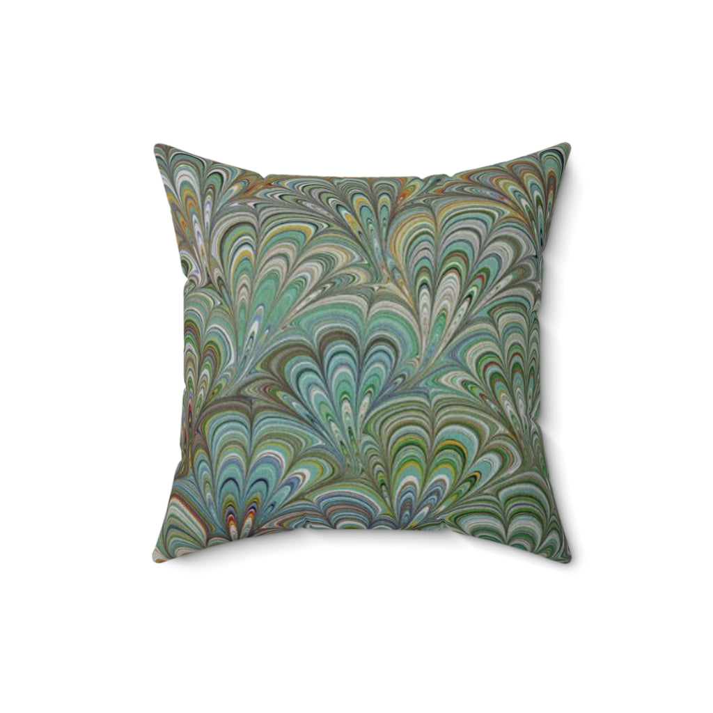 Green Peacock Square Throw Pillow includes Pillow, Hidden Zipper