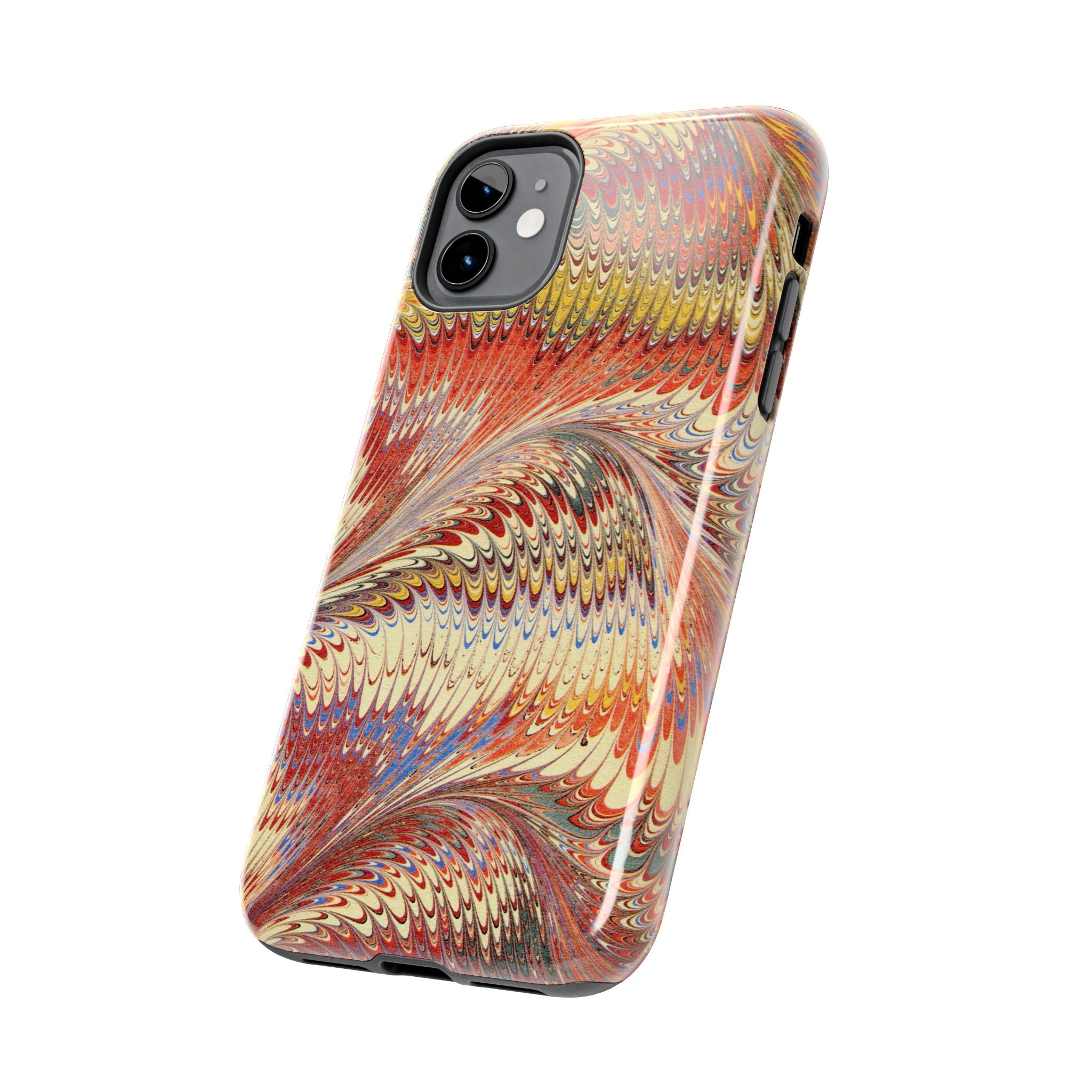 Rust and Gold Marble Italian Tough Phone Case — Durable Marbled Phone Case