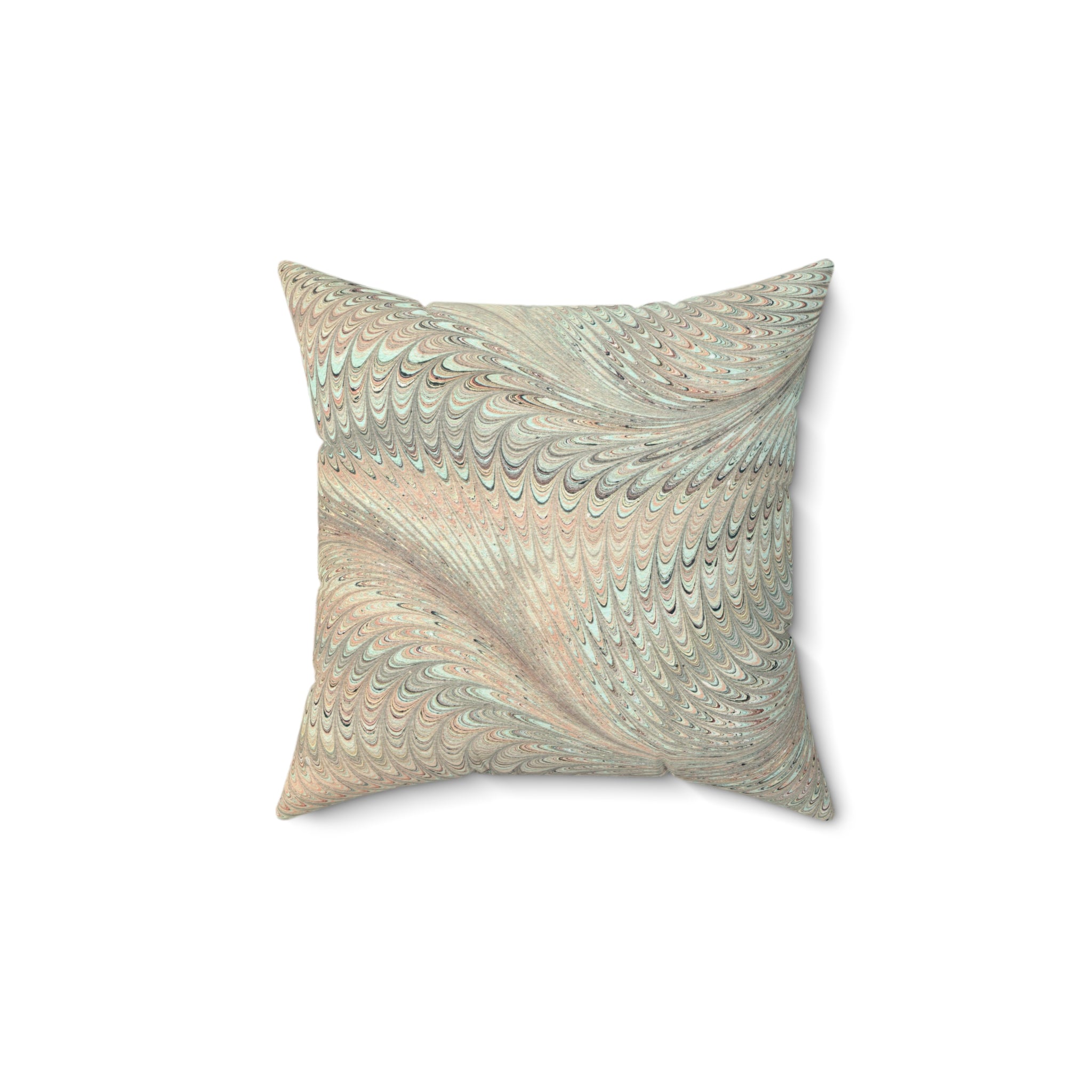 ITALIAN MARBLE Mint Green and Beige Square Pillow includes Pillow, Hidden Zipper