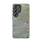 Blue and Green Feather Marbled Phone Case — Dual Layer - Tough Protective Phone Cover