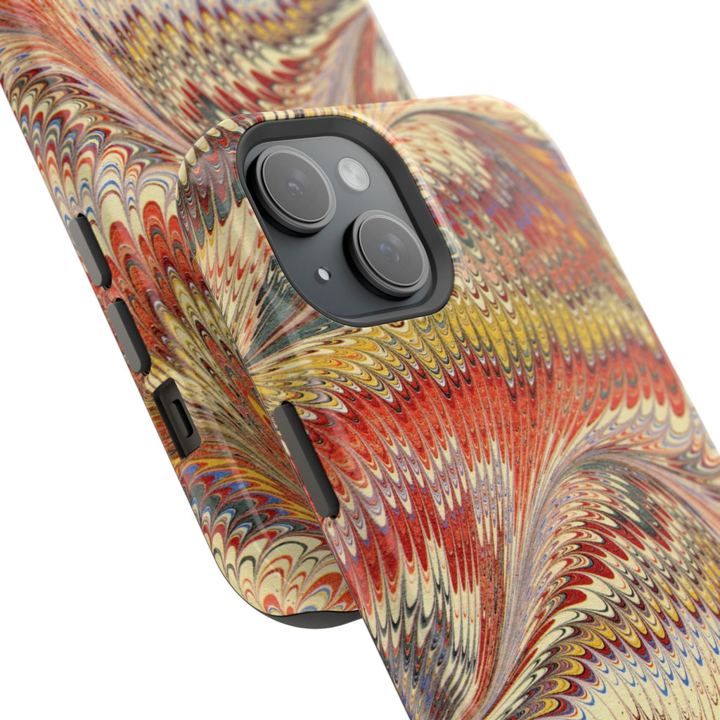 Rust + Gold Italian Marbled Design Magnetic MAG SAFE - Dual Layer Case - Glossy or Matte
