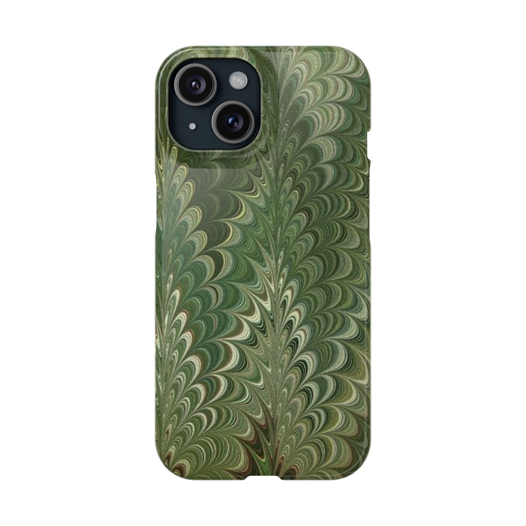 Deep Green Cheveron Marbled Phone Case - Single Layer Slim Case