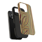 Gold, Green + Burgundy Swirls Peacock Marbled Tough Phone Case - Dual Layer