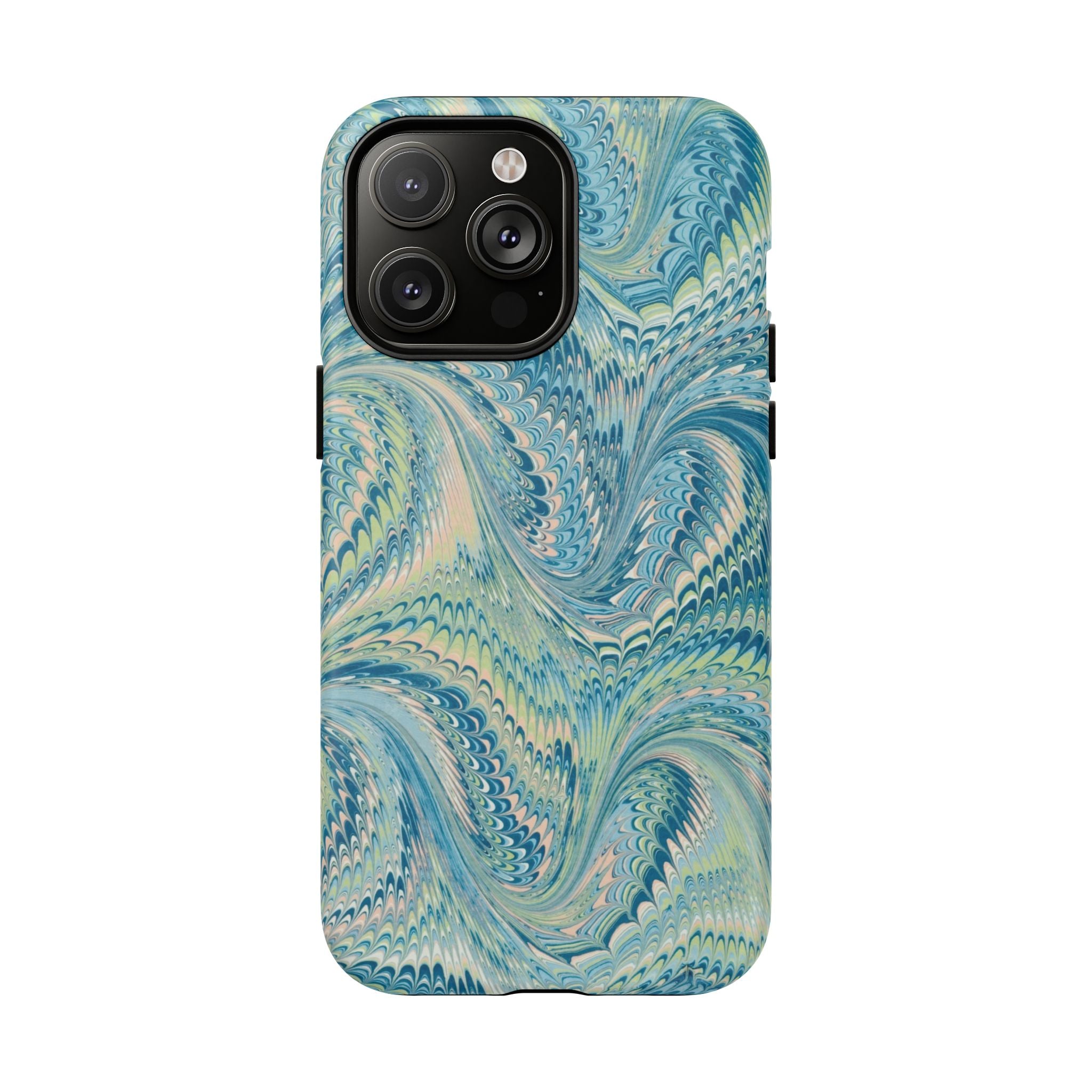 Aqua + Green Marble Phone Case - Impact-Resistant Durable - Dual Cover Design