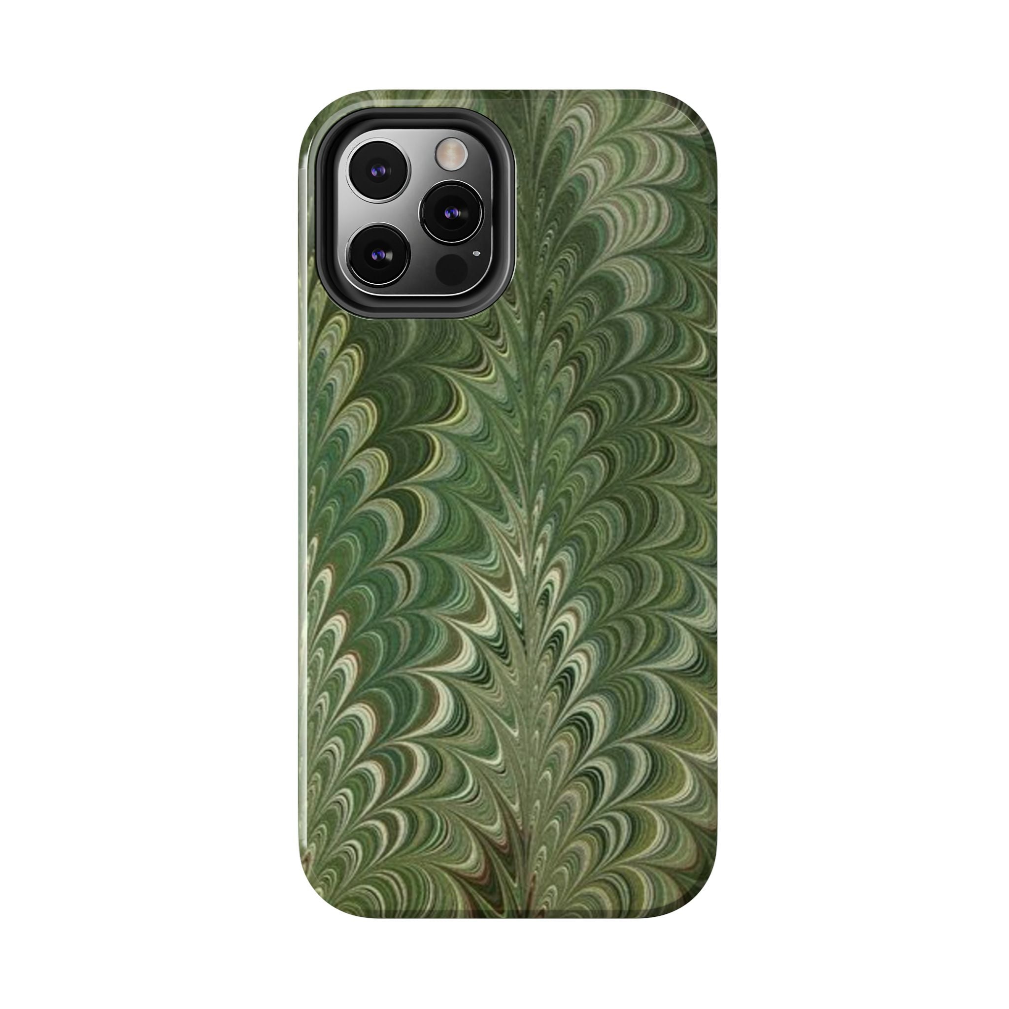 Deep Green Marble Italian Tough Phone Case — Durable Marbled Phone Case