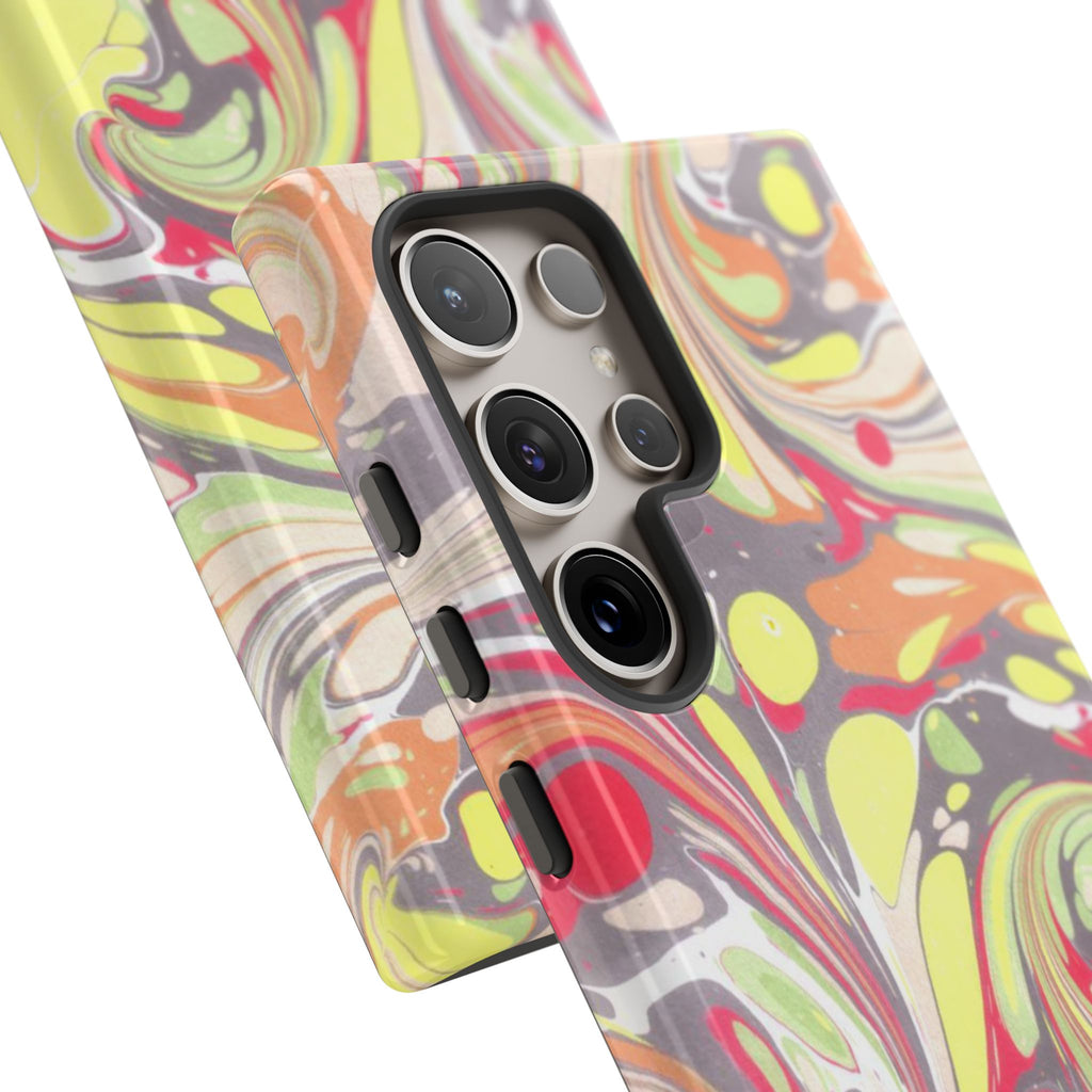 Yellow and Pink Swirl Marbled Italian Phone Case - Dual Layer - Matte or Glossy