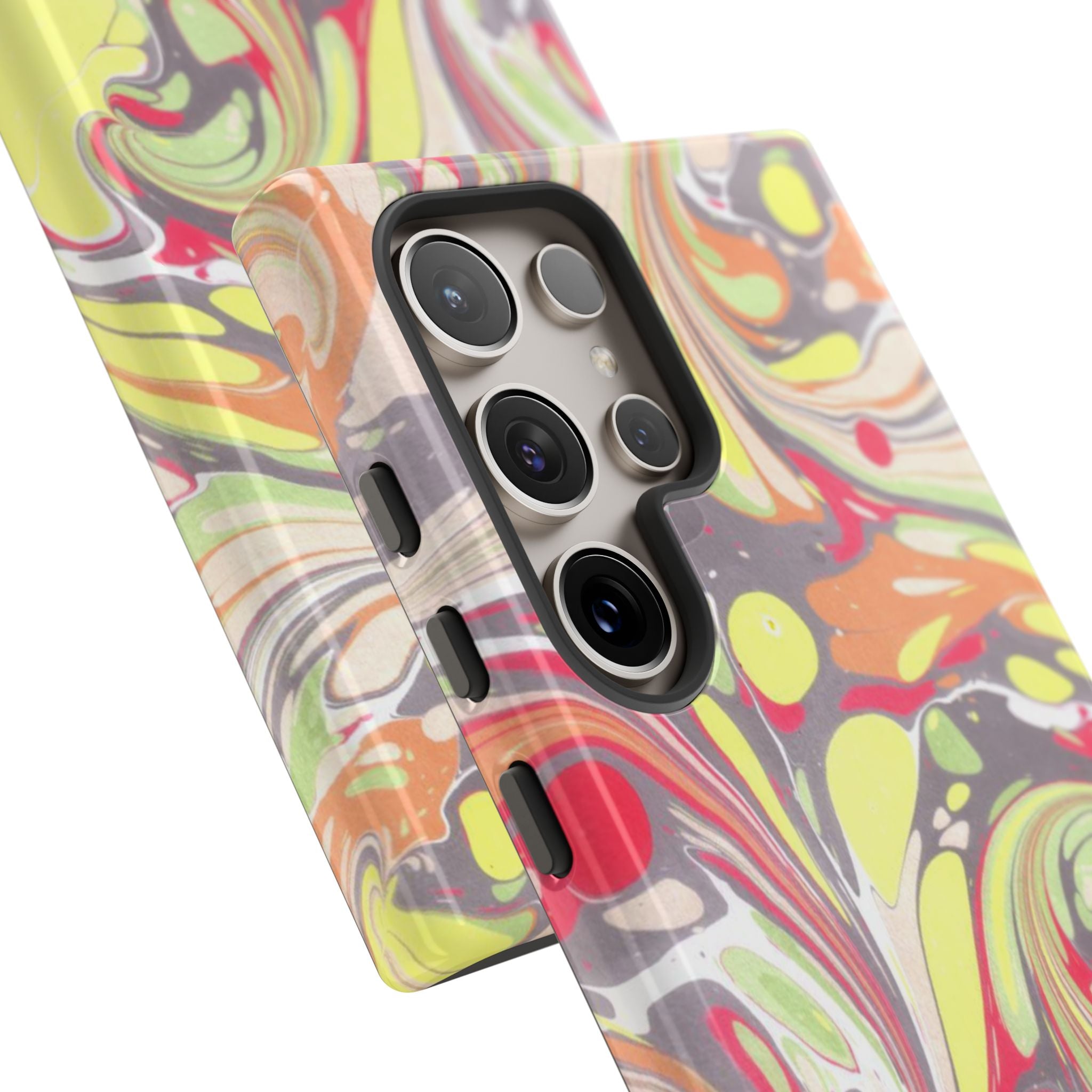 Yellow and Pink Swirl Marbled Italian Phone Case - Dual Layer - Matte or Glossy