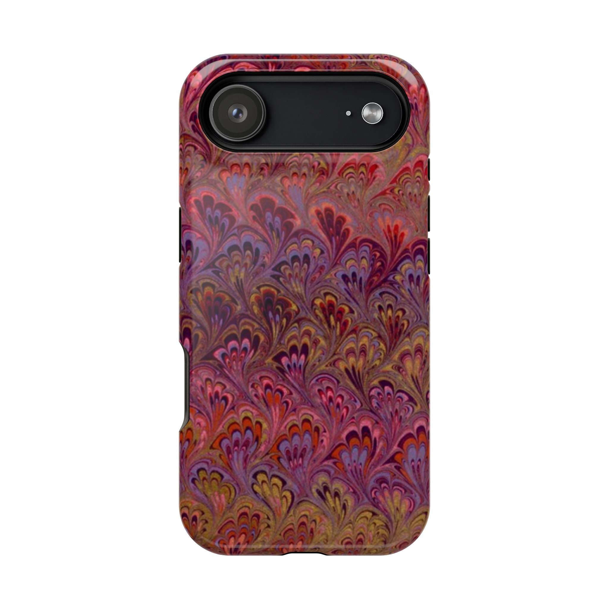 Red, Burgundy, Lavender Italian Peacock Feather Design Phone Case