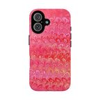 Pink and Gold Marbled Peacock Durable Phone Case - Olive Green and Brown - Matte or Glossy
