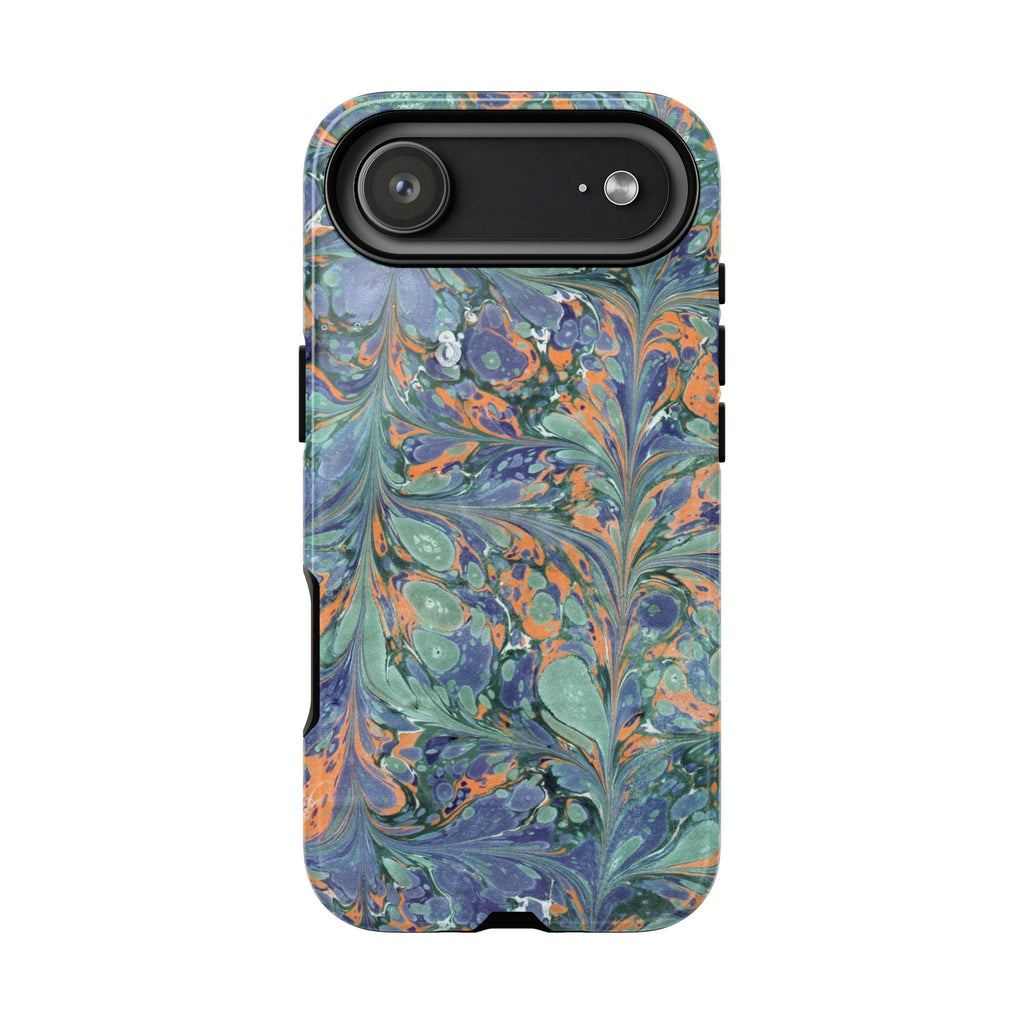 Green, Lavender + Orange Vintage Italian Marble Design - Dual Layer Phone Cases