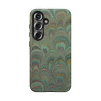 Marbled Peacock Durable Phone Case - Olive Green and Brown - Matte or Glossy