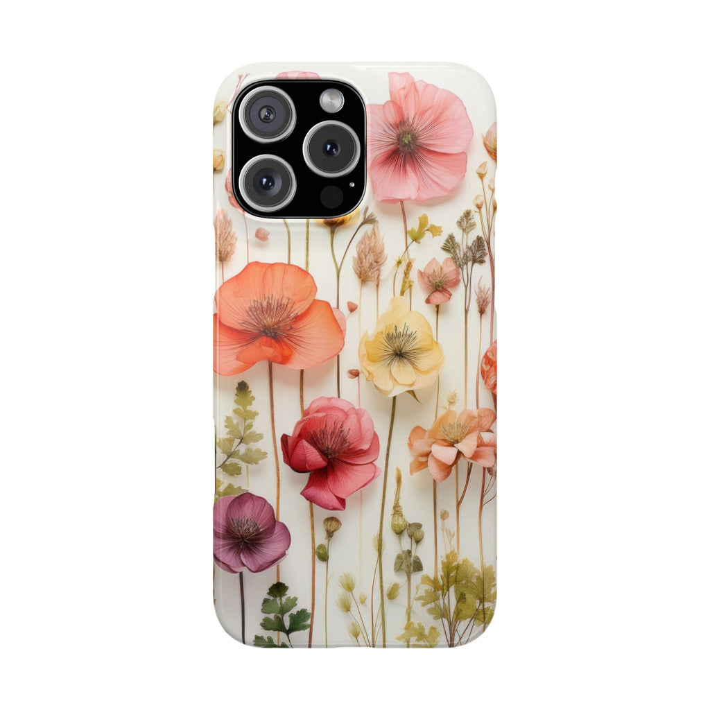 Pink Floral Pressed Flowers - Slim Case