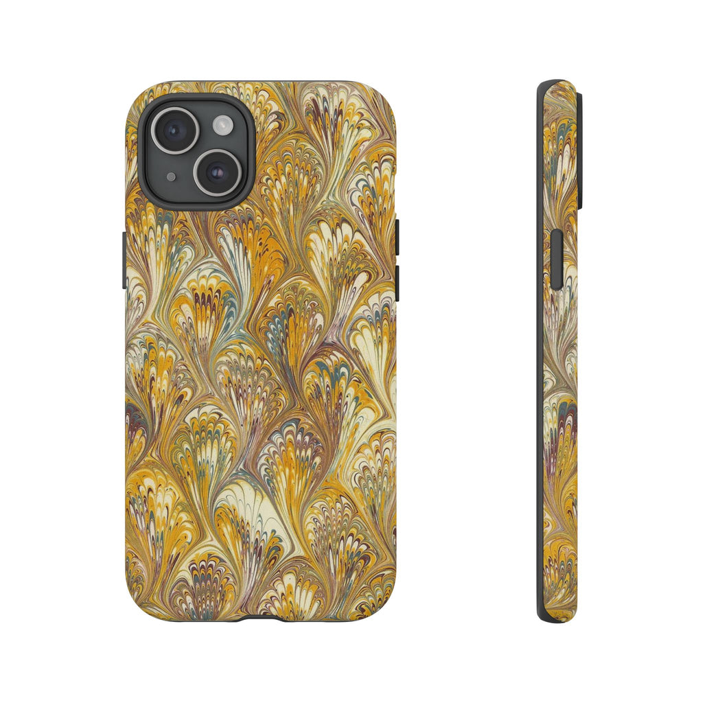 Golden Yellow Marbled Italian Phone Case - Dual Layer - Matte or Glossy