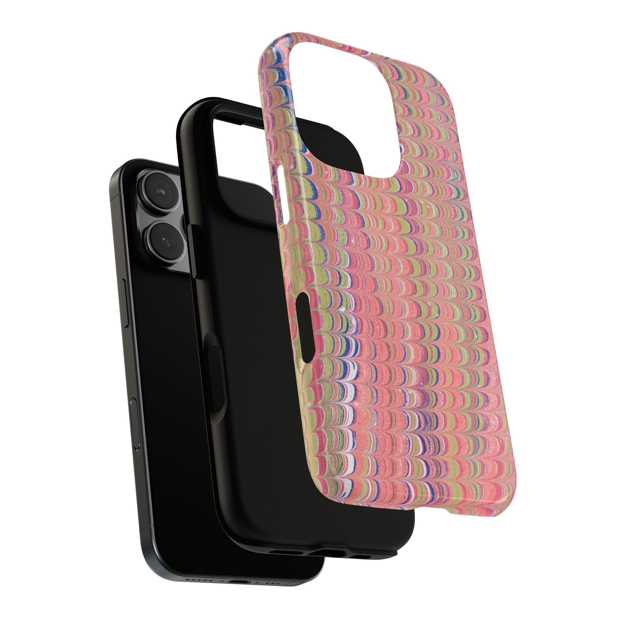 Pink Pastels Feather Marbled Vintage Design iPhone 16 + Samsung + Apple + Google - all models