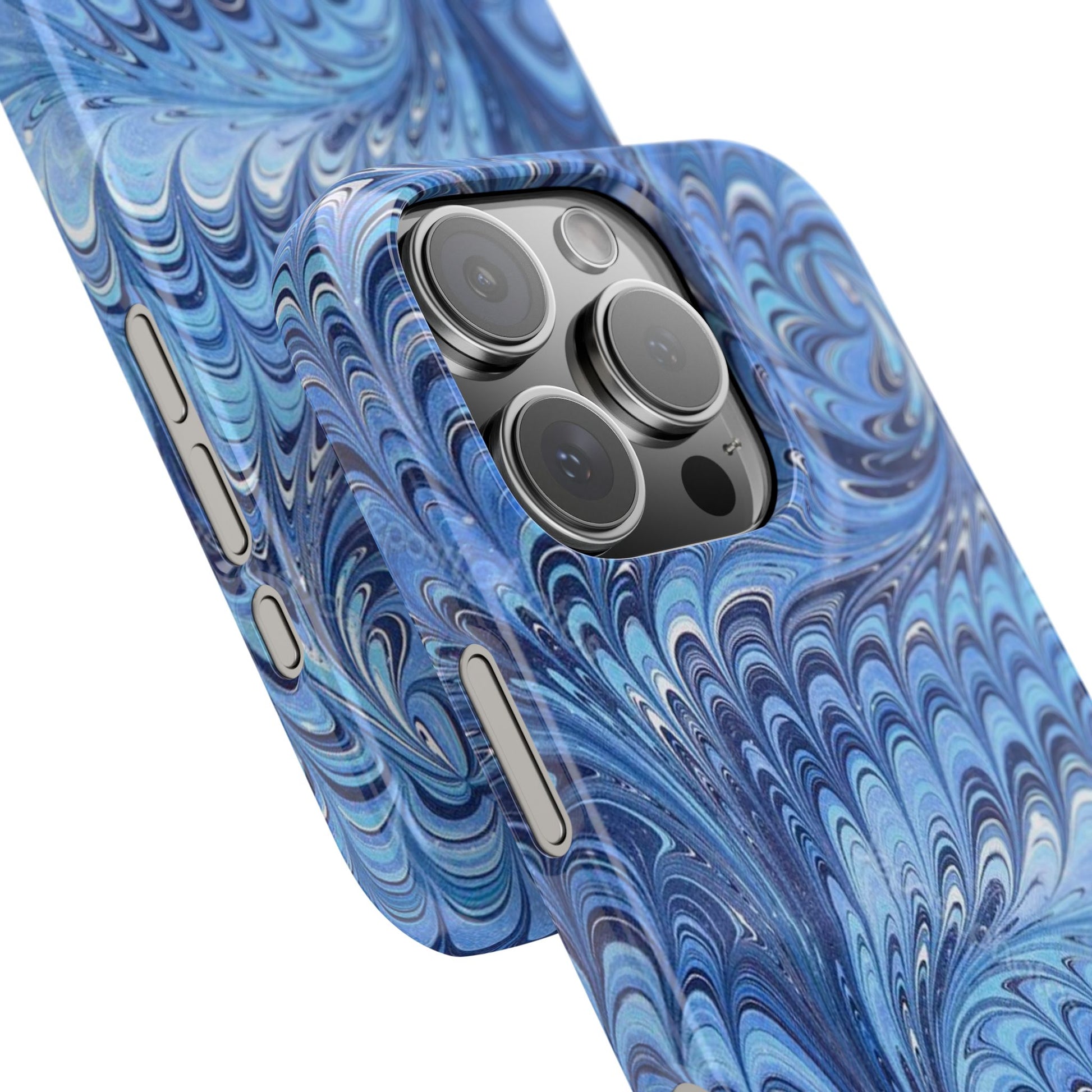 Blue Italian Marbled Design, Green and Blue Pallet, Slim Phone Case