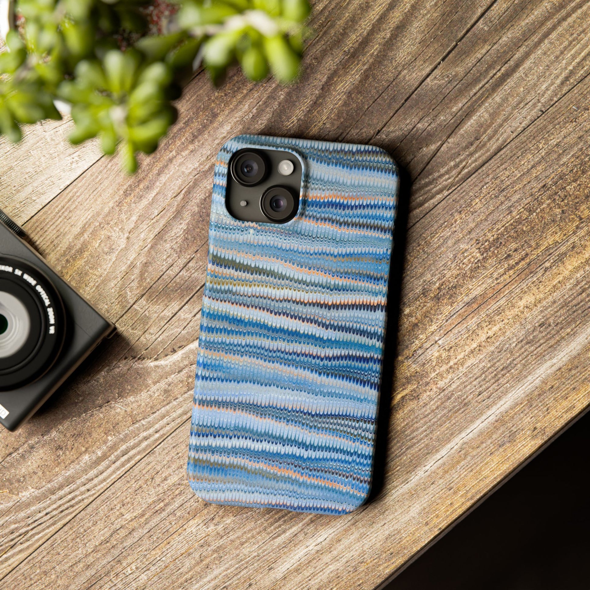 Blue Italian Hand-Painted and Vintage Marbled Inspired Paper Design, Italy Feather Phone Case, iPhone15 Case and all iPhone Case Sizes