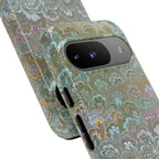 Blue and Green Feather Marbled Phone Case — Dual Layer - Tough Protective Phone Cover
