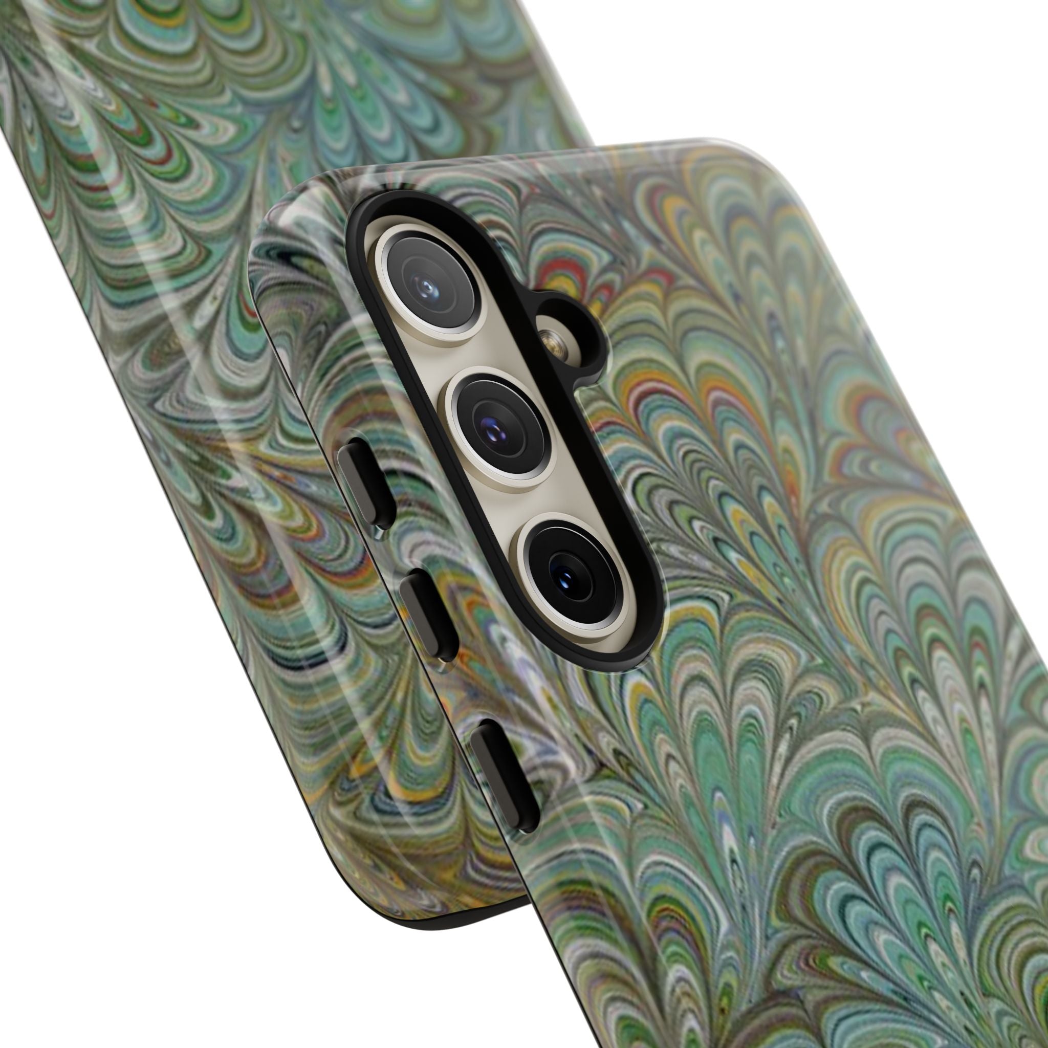 Green Peacock Marbled Phone Case — "Tough Cases" Ultra-Tough Protective Cover