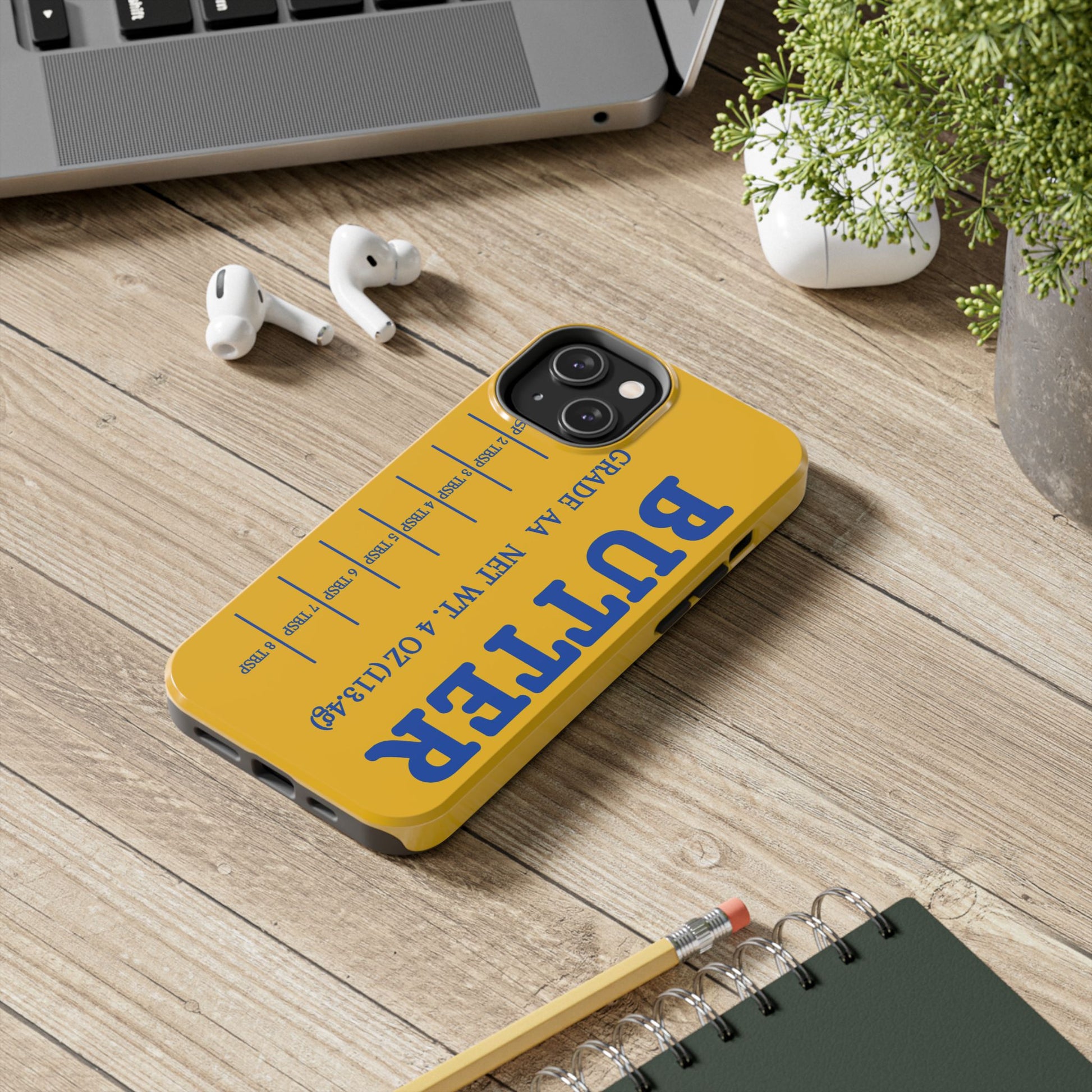 Butter Yellow Tough Phone Cases, Funny iPhone 16 Cover, Protective Case Gift for Techies, Yellow Phone Accessories, Unique Gift for Phone