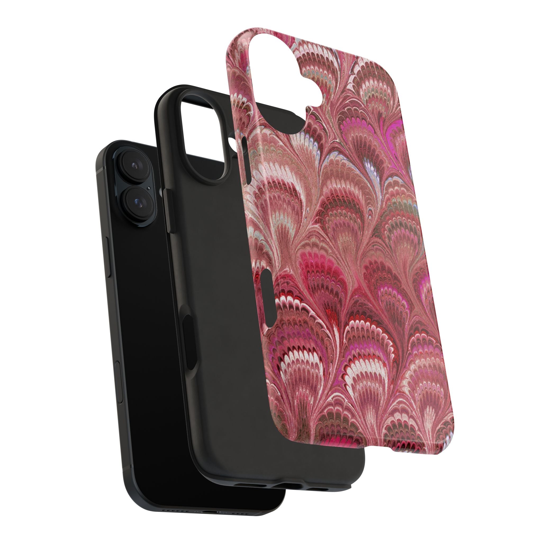 Pink Peacock Marble Italian Tough Phone Case — Durable Marbled Phone Case