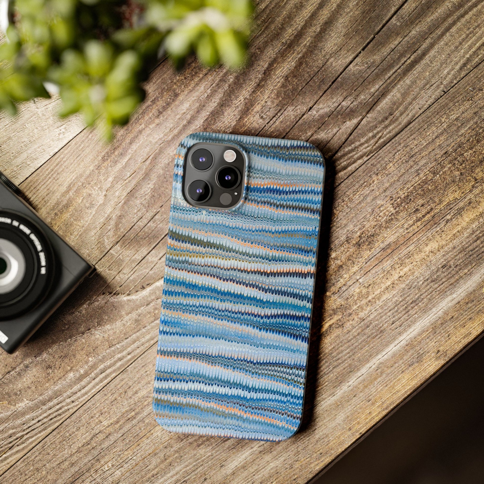 Blue Italian Hand-Painted and Vintage Marbled Inspired Paper Design, Italy Feather Phone Case, iPhone15 Case and all iPhone Case Sizes