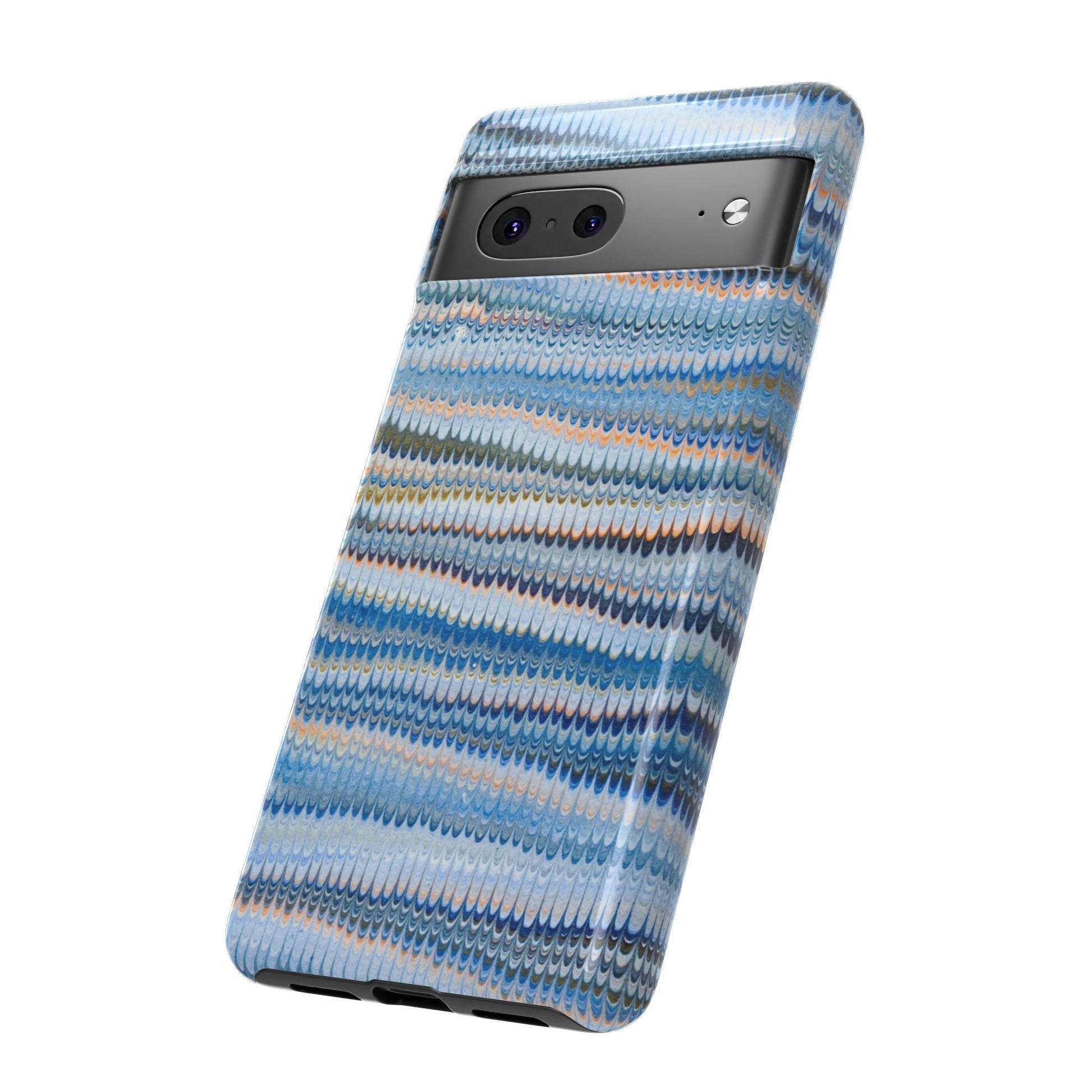 Blue Marbled Phone Cases iPhone 16 + Samsung + Apple + Google - all models, Vintage Marbled Design - Tough Cases