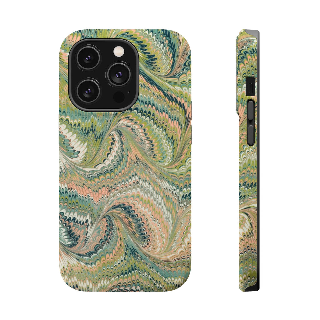 Green Pastel Italian Marble Design Magnetic MAG SAFE High Impact iPhone Cases