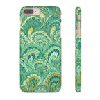 Marbled Feather Green Swirl - Single Layer Slim Phone Case