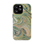 Florentine Marble iPhone Case | Inspired by Florence | Italian Marbled Paper Technique | Artisanal Green Swirl | Dual-Layer Protective Case | Matte or Glossy