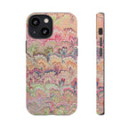 Pastel Pink + Green Feather Marbled Phone Case - Dual Layer Phone Cover
