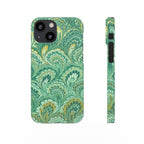 Marbled Feather Green Swirl - Single Layer Slim Phone Case